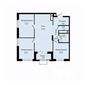 3-к квартира, строящийся дом, 77м2, 20/30 этаж