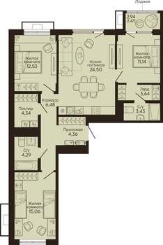 3-к квартира, вторичка, 91м2, 2/18 этаж