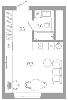 Студия квартира, вторичка, 27м2, 9/29 этаж