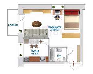 1-к квартира, вторичка, 29м2, 5/5 этаж