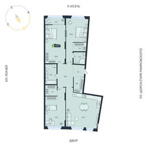 3-к квартира, вторичка, 132м2, 3/16 этаж