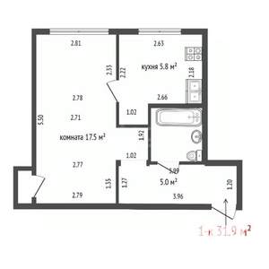 1-к квартира, вторичка, 32м2, 1/5 этаж