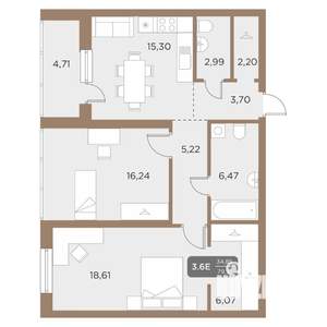 3-к квартира, вторичка, 79м2, 3/24 этаж