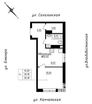 Студия квартира, строящийся дом, 30м2, 23/25 этаж