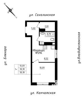 Студия квартира, строящийся дом, 30м2, 25/25 этаж