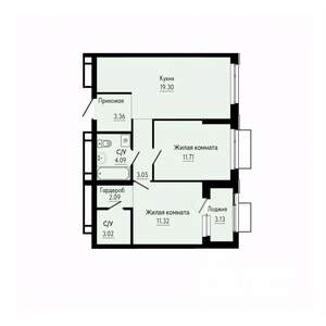 2-к квартира, строящийся дом, 60м2, 25/30 этаж