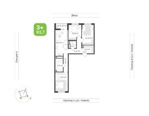 3-к квартира, вторичка, 84м2, 8/17 этаж