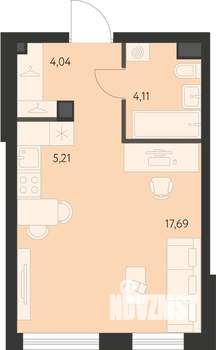 Студия квартира, вторичка, 31м2, 2/21 этаж