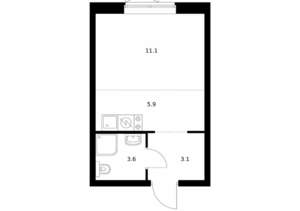 Студия квартира, вторичка, 24м2, 3/24 этаж