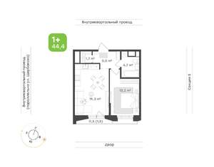 1-к квартира, вторичка, 44м2, 9/24 этаж