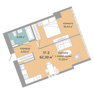 2-к квартира, вторичка, 62м2, 24/28 этаж