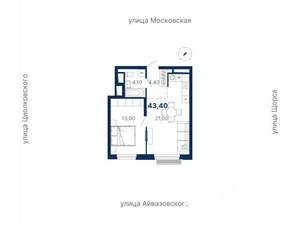1-к квартира, вторичка, 44м2, 21/30 этаж