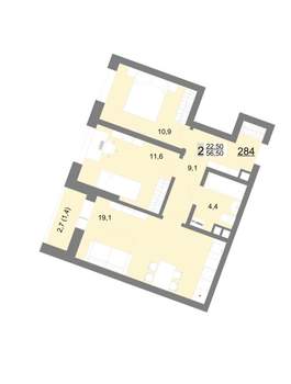 2-к квартира, вторичка, 57м2, 9/18 этаж