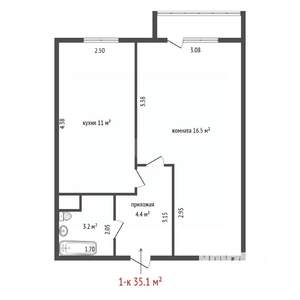 1-к квартира, вторичка, 35м2, 14/17 этаж