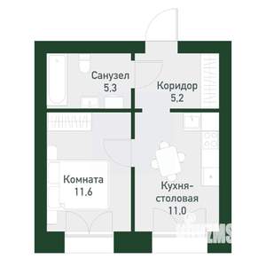 1-к квартира, вторичка, 33м2, 4/4 этаж