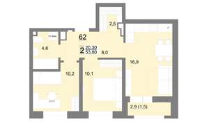 2-к квартира, вторичка, 54м2, 8/26 этаж