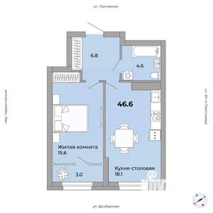 1-к квартира, вторичка, 47м2, 19/21 этаж