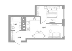 1-к квартира, вторичка, 41м2, 13/24 этаж