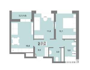2-к квартира, вторичка, 58м2, 24/25 этаж