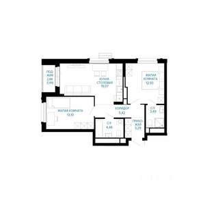 2-к квартира, строящийся дом, 63м2, 10/30 этаж