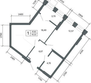 1-к квартира, вторичка, 45м2, 5/27 этаж