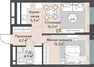 1-к квартира, вторичка, 48м2, 13/27 этаж