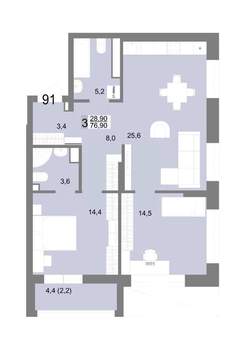 3-к квартира, вторичка, 77м2, 15/25 этаж
