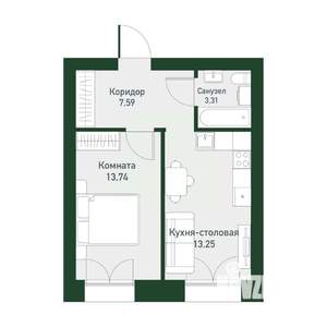 1-к квартира, вторичка, 37м2, 2/4 этаж