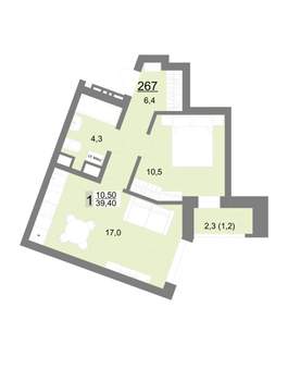 1-к квартира, вторичка, 39м2, 7/18 этаж