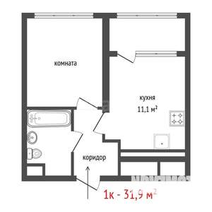 1-к квартира, вторичка, 32м2, 2/16 этаж