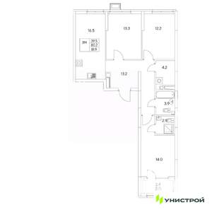 3-к квартира, вторичка, 82м2, 6/31 этаж