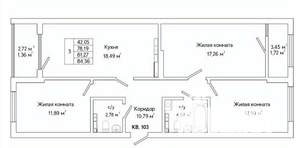 3-к квартира, вторичка, 83м2, 11/25 этаж