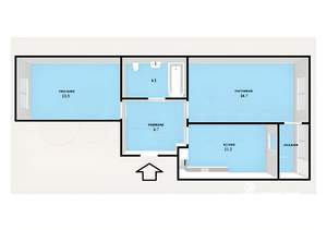 2-к квартира, вторичка, 52м2, 11/12 этаж