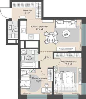 2-к квартира, вторичка, 63м2, 3/30 этаж