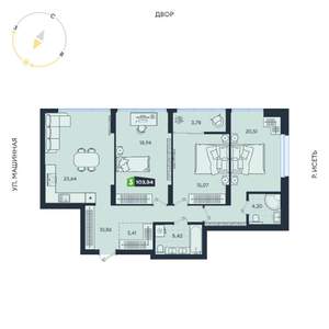 3-к квартира, вторичка, 104м2, 12/31 этаж