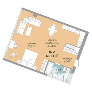 2-к квартира, вторичка, 64м2, 27/28 этаж