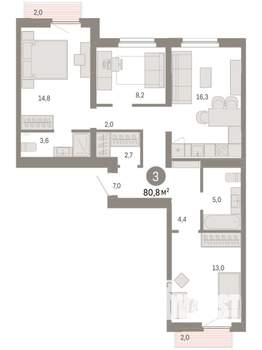 3-к квартира, вторичка, 81м2, 6/9 этаж