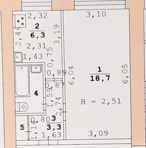 1-к квартира, вторичка, 32м2, 1/9 этаж