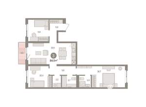 3-к квартира, вторичка, 85м2, 4/8 этаж