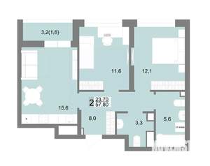 2-к квартира, строящийся дом, 58м2, 11/25 этаж