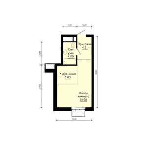1-к квартира, строящийся дом, 28м2, 13/31 этаж