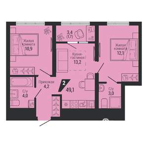 2-к квартира, вторичка, 49м2, 2/31 этаж