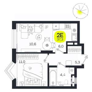 2-к квартира, вторичка, 37м2, 14/27 этаж