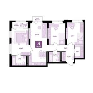 3-к квартира, вторичка, 91м2, 23/31 этаж