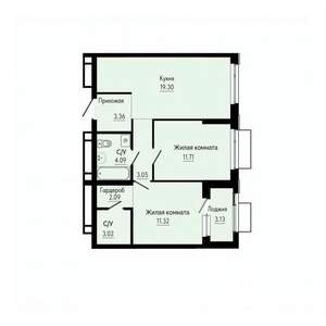 2-к квартира, строящийся дом, 60м2, 24/31 этаж