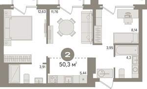 2-к квартира, вторичка, 50м2, 6/9 этаж