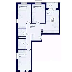3-к квартира, вторичка, 96м2, 9/18 этаж