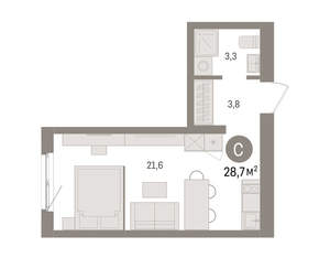 Студия квартира, вторичка, 29м2, 2/15 этаж