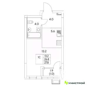 1-к квартира, вторичка, 28м2, 13/31 этаж