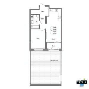 2-к квартира, вторичка, 57м2, 2/32 этаж